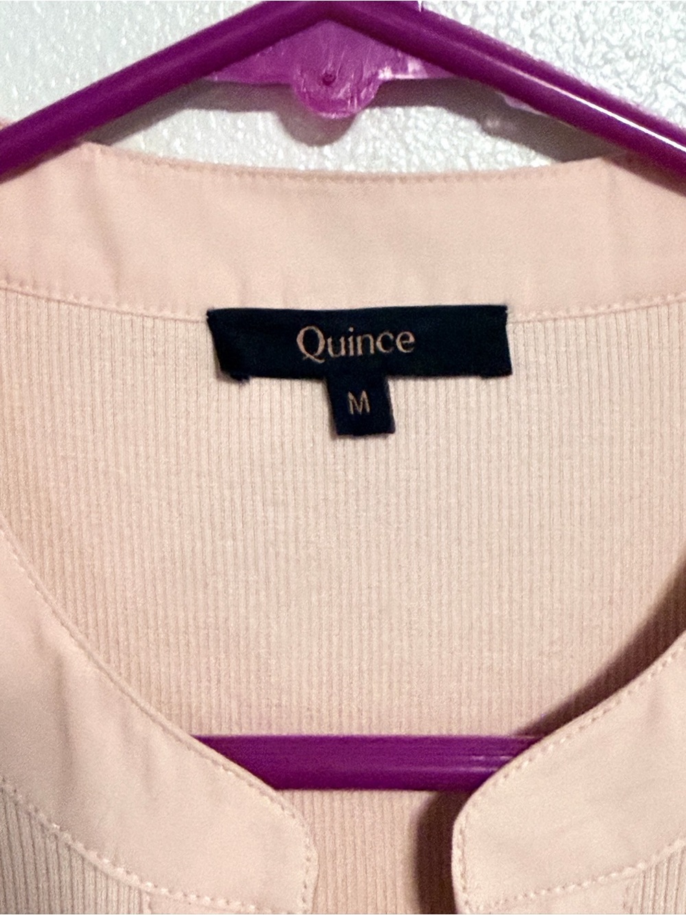 Quince Light Blush Puff-Sleeve Henley Top - Picture 2 of 4